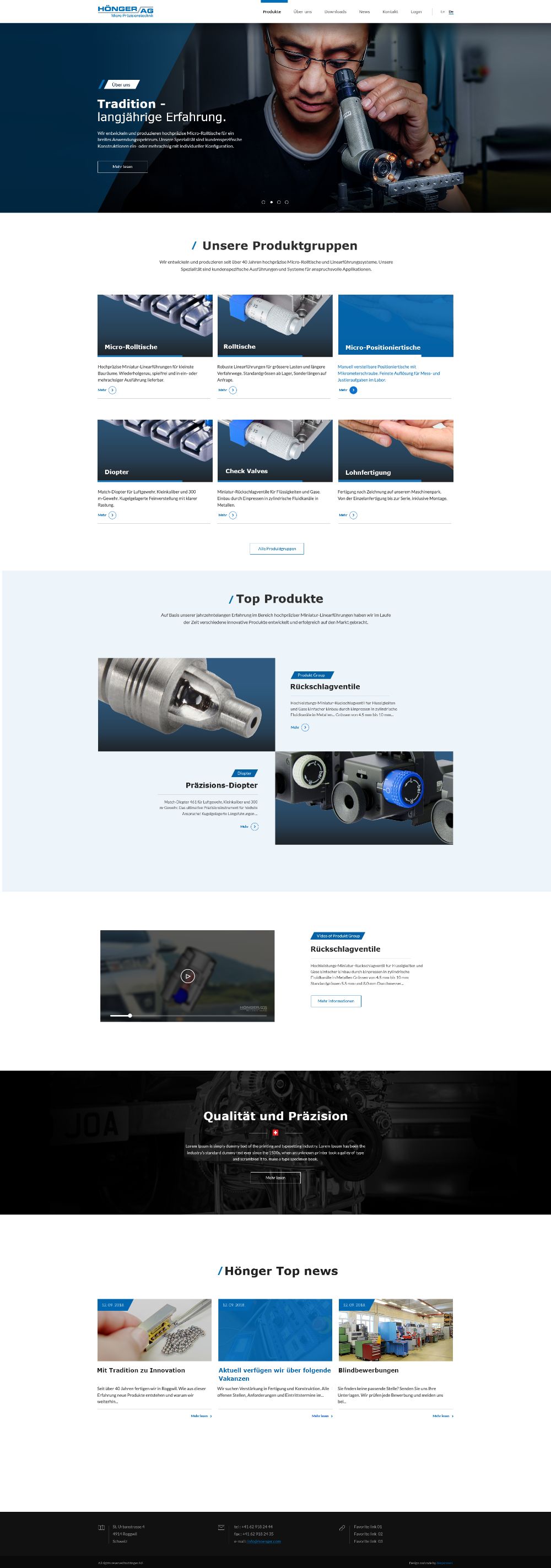 H&ouml;nger AG homepage &mdash; full page