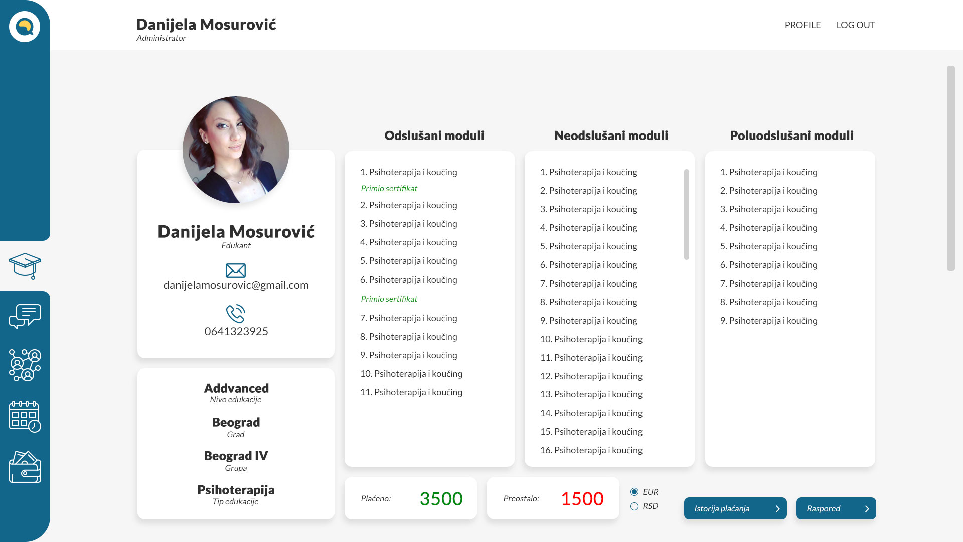 Trainee profile