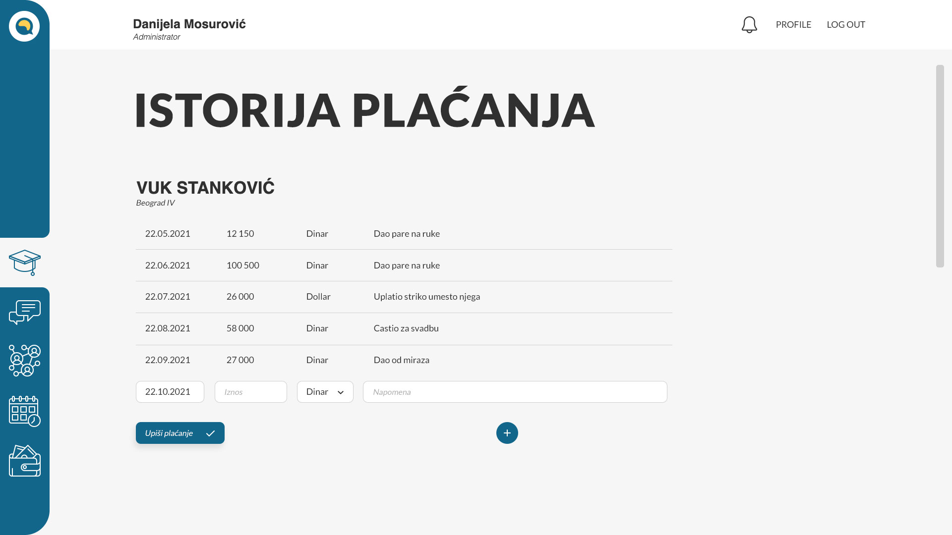 Payment history