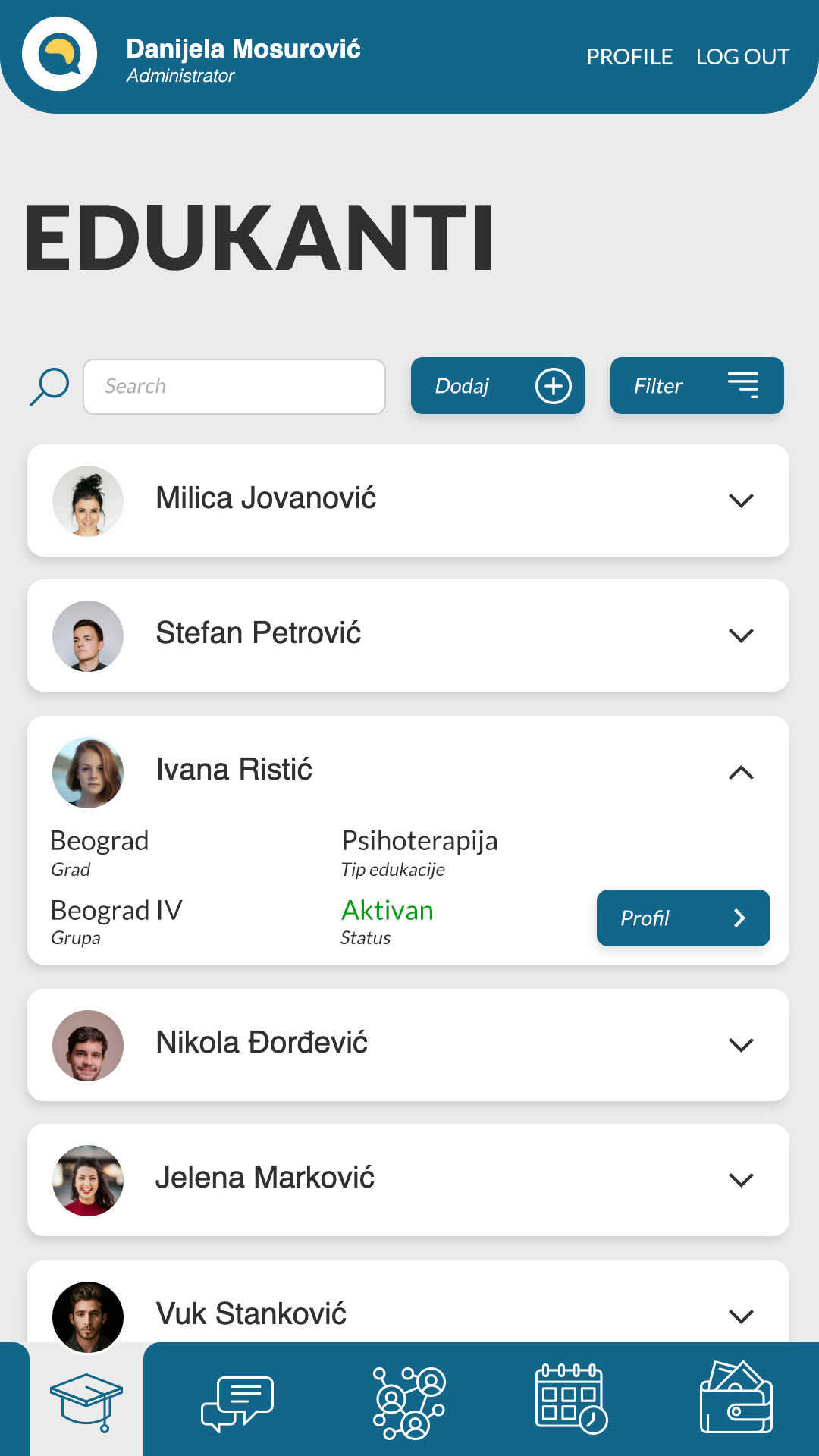 Trainees on mobile