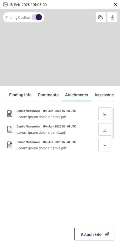 Attachments tab