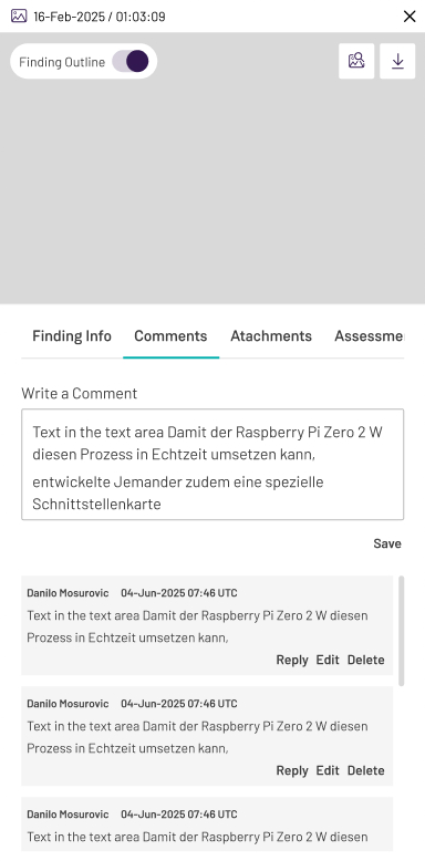 Comments tab