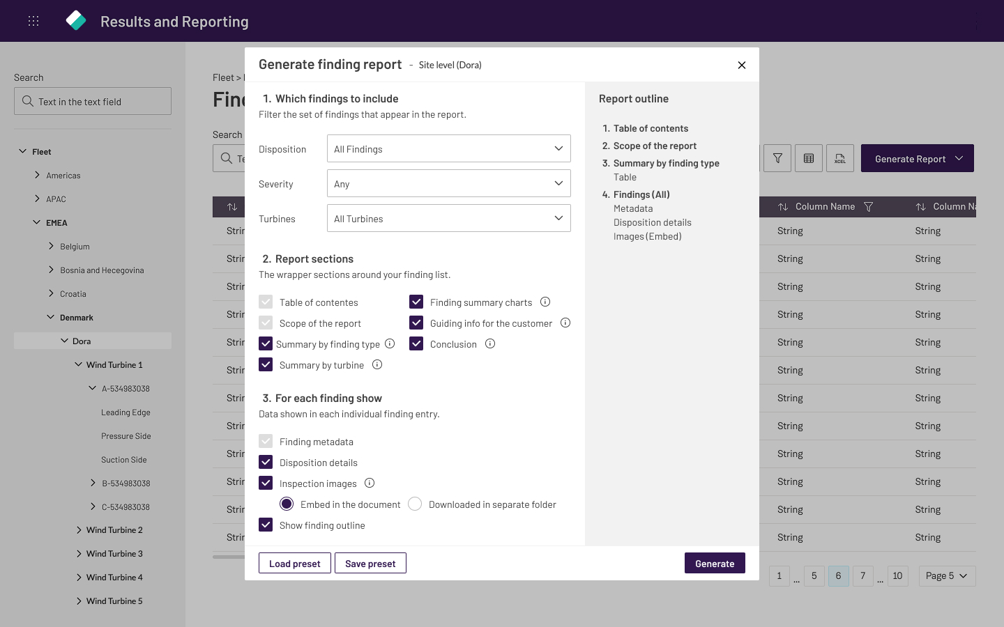 Generate finding report