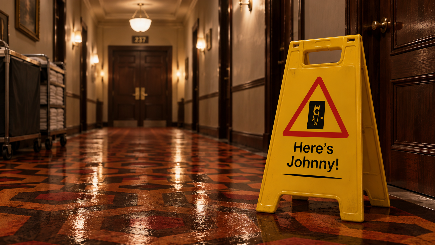 Here's Johnny, in the corridor